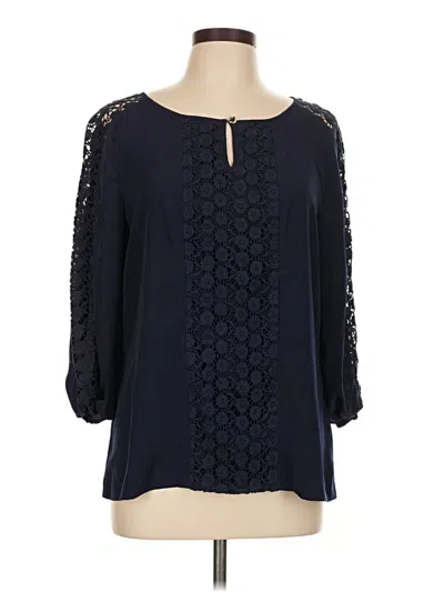 Pre-owned Dana Buchman 3/4 Sleeve Blouse In Blue