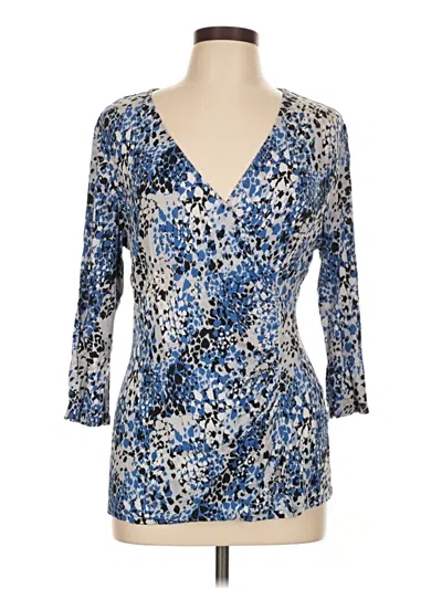 Pre-owned Dana Buchman 3/4 Sleeve Blouse In Blue