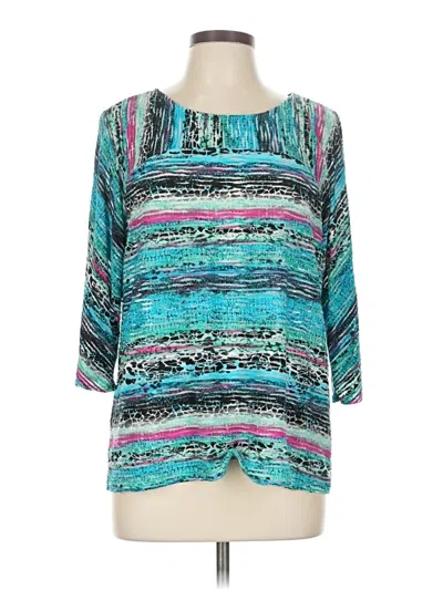 Pre-owned Dana Buchman 3/4 Sleeve Blouse In Blue