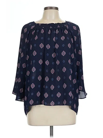 Pre-owned Dana Buchman 3/4 Sleeve Blouse In Blue