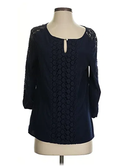 Pre-owned Dana Buchman 3/4 Sleeve Blouse In Blue