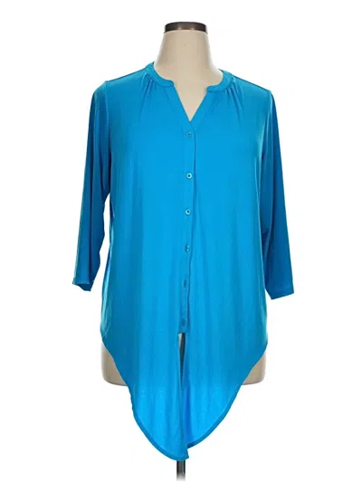 Pre-owned Dana Buchman 3/4 Sleeve Blouse In Blue