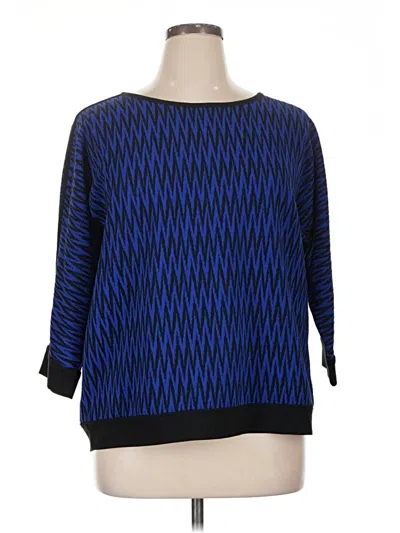 Pre-owned Dana Buchman 3/4 Sleeve Blouse In Blue