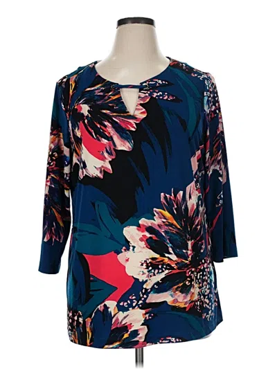 Pre-owned Dana Buchman 3/4 Sleeve Blouse In Blue