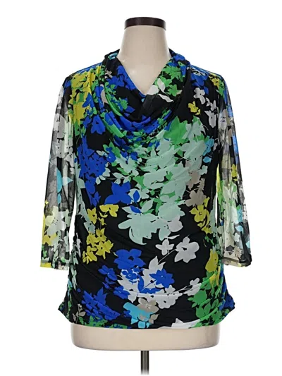 Pre-owned Dana Buchman 3/4 Sleeve Blouse In Blue