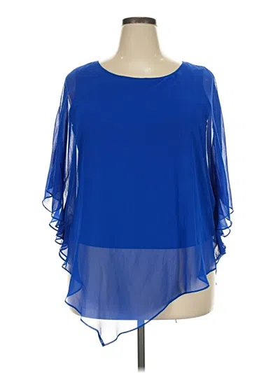 Pre-owned Dana Buchman 3/4 Sleeve Blouse In Blue
