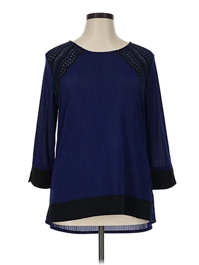 Pre-owned Dana Buchman 3/4 Sleeve Blouse In Blue