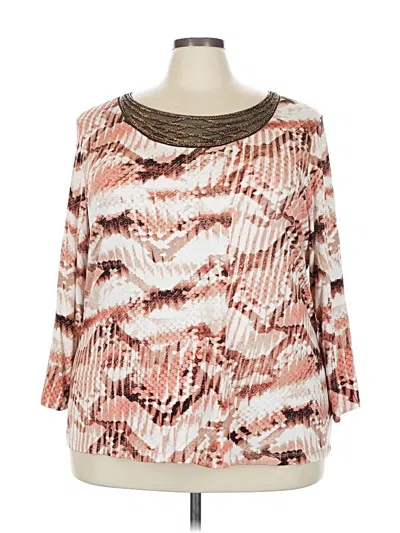 Pre-owned Dana Buchman 3/4 Sleeve Blouse In Brown