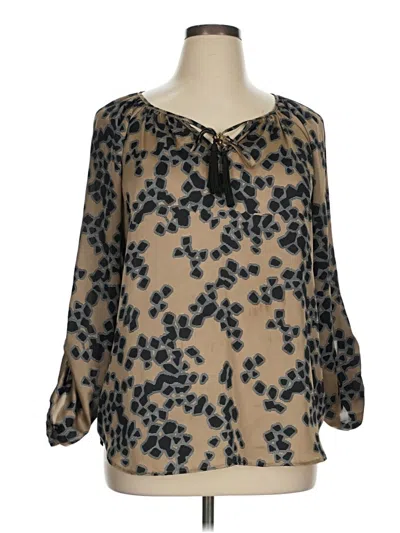 Pre-owned Dana Buchman 3/4 Sleeve Blouse In Brown