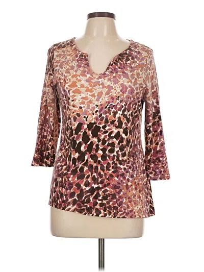 Pre-owned Dana Buchman 3/4 Sleeve Blouse In Brown