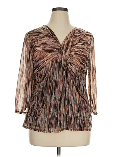 Pre-owned Dana Buchman 3/4 Sleeve Blouse In Brown