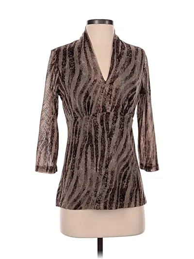 Pre-owned Dana Buchman 3/4 Sleeve Blouse In Brown