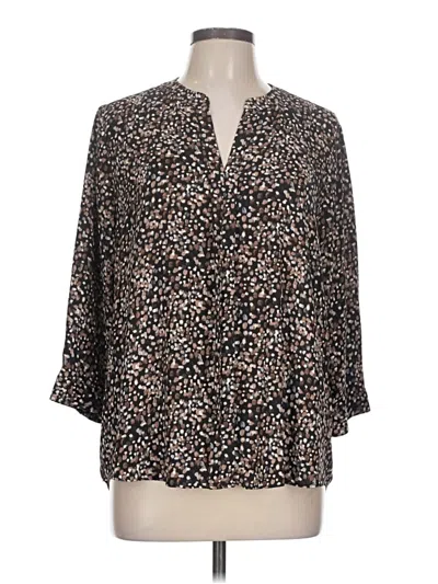 Pre-owned Dana Buchman 3/4 Sleeve Blouse In Brown