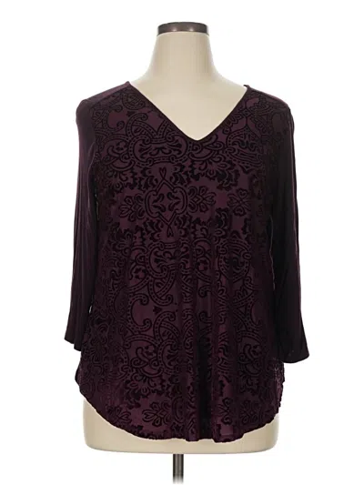 Pre-owned Dana Buchman 3/4 Sleeve Blouse In Burgundy