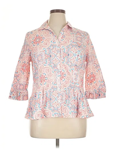 Pre-owned Dana Buchman 3/4 Sleeve Blouse In Burgundy