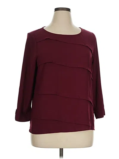 Pre-owned Dana Buchman 3/4 Sleeve Blouse In Burgundy