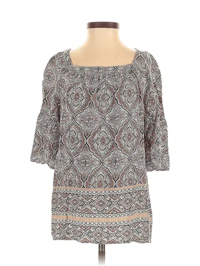 Pre-owned Dana Buchman 3/4 Sleeve Blouse In Gray