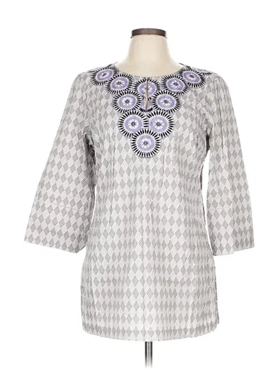 Pre-owned Dana Buchman 3/4 Sleeve Blouse In Gray