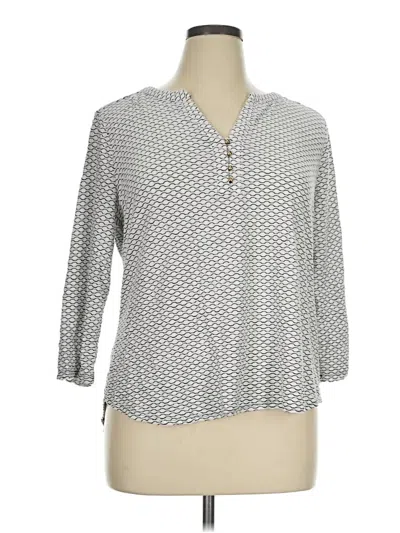 Pre-owned Dana Buchman 3/4 Sleeve Blouse In Gray