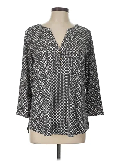 Pre-owned Dana Buchman 3/4 Sleeve Blouse In Gray