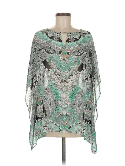 Pre-owned Dana Buchman 3/4 Sleeve Blouse In Green