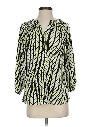 Pre-owned Dana Buchman 3/4 Sleeve Blouse In Green