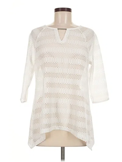 Pre-owned Dana Buchman 3/4 Sleeve Blouse In Ivory