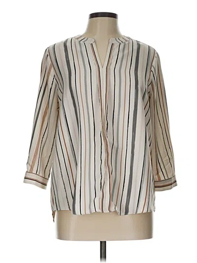 Pre-owned Dana Buchman 3/4 Sleeve Blouse In Ivory