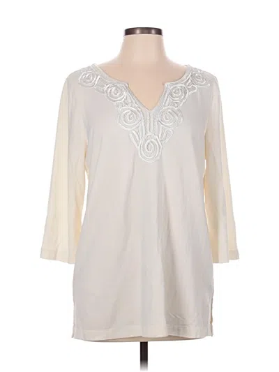 Pre-owned Dana Buchman 3/4 Sleeve Blouse In Ivory