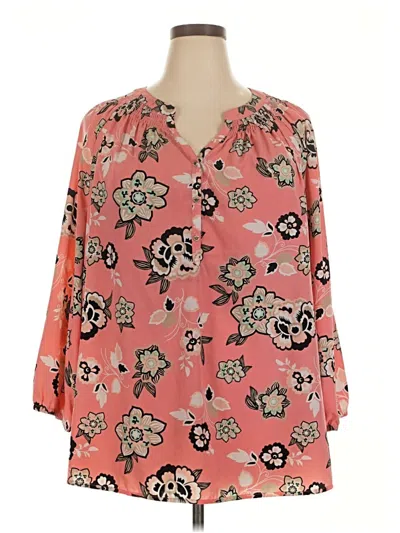 Pre-owned Dana Buchman 3/4 Sleeve Blouse In Pink