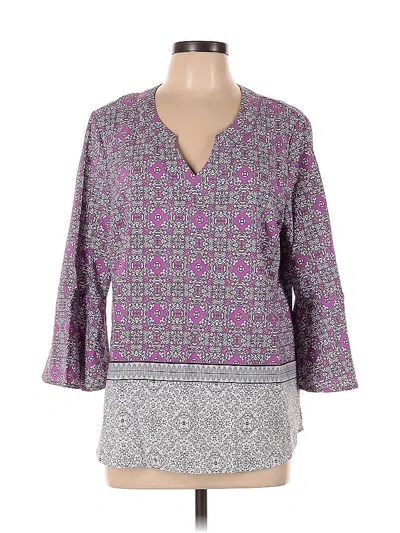 Pre-owned Dana Buchman 3/4 Sleeve Blouse In Purple