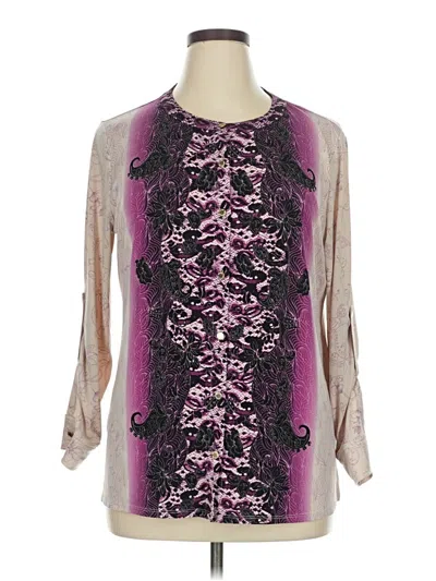 Pre-owned Dana Buchman 3/4 Sleeve Blouse In Purple