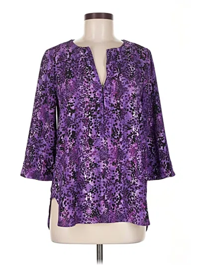 Pre-owned Dana Buchman 3/4 Sleeve Blouse In Purple
