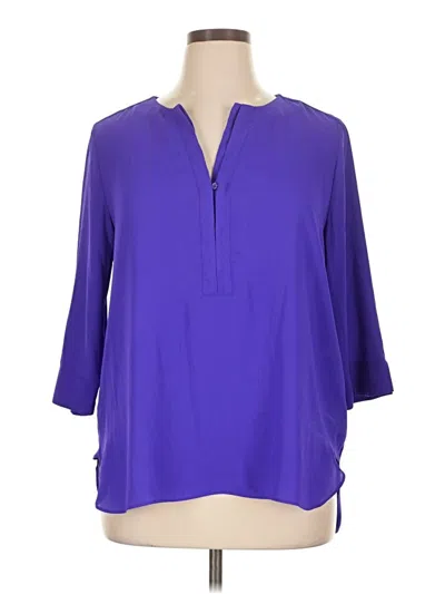 Pre-owned Dana Buchman 3/4 Sleeve Blouse In Purple
