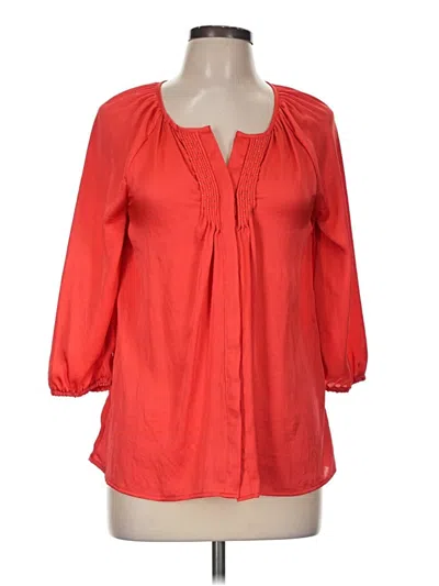 Pre-owned Dana Buchman 3/4 Sleeve Blouse In Red