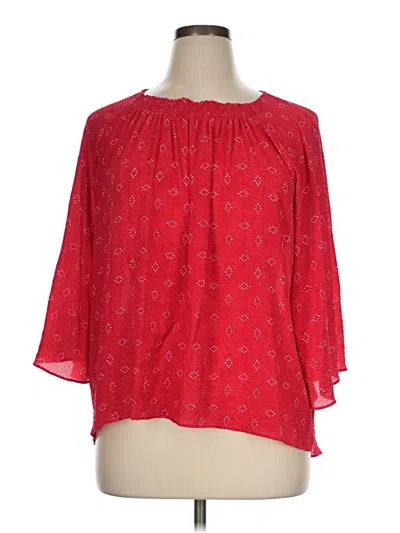 Pre-owned Dana Buchman 3/4 Sleeve Blouse In Red