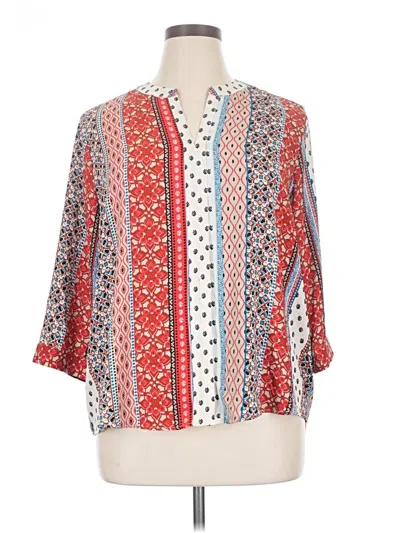 Pre-owned Dana Buchman 3/4 Sleeve Blouse In Red