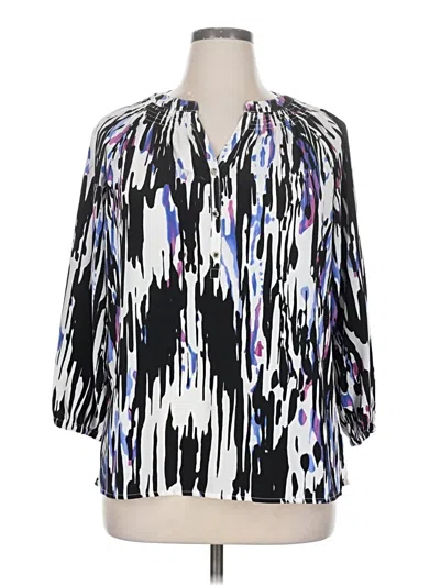 Pre-owned Dana Buchman 3/4 Sleeve Blouse In Silver