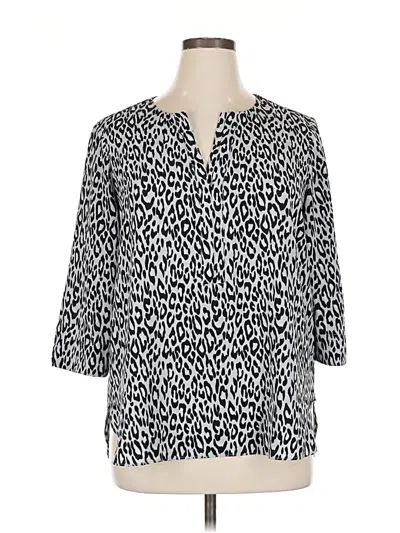 Pre-owned Dana Buchman 3/4 Sleeve Blouse In Silver