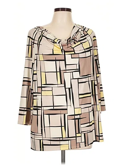 Pre-owned Dana Buchman 3/4 Sleeve Blouse In Tan