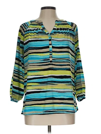 Pre-owned Dana Buchman 3/4 Sleeve Blouse In Teal