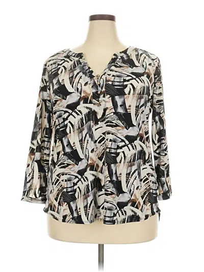 Pre-owned Dana Buchman 3/4 Sleeve Blouse In White