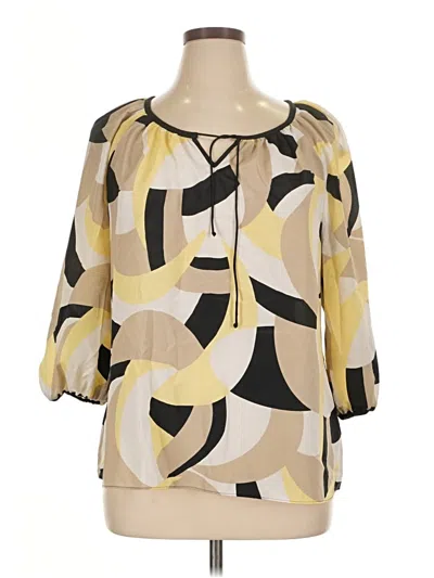Pre-owned Dana Buchman 3/4 Sleeve Blouse In Yellow