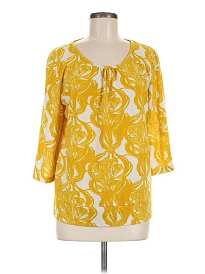 Pre-owned Dana Buchman 3/4 Sleeve Blouse In Yellow