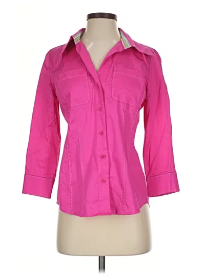 Pre-owned Dana Buchman 3/4 Sleeve Button Down Shirt In Pink