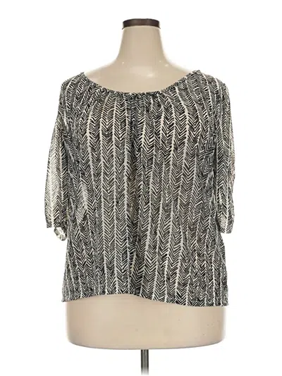 Pre-owned Dana Buchman 3/4 Sleeve Silk Top Gray Square Neckline Tops