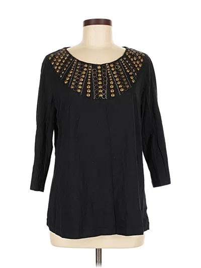 Pre-owned Dana Buchman 3/4 Sleeve T-shirt In Black