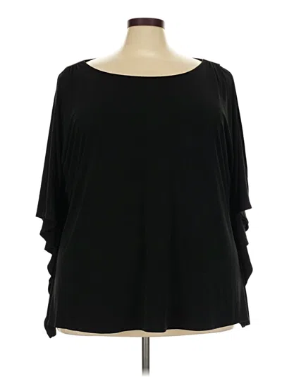 Pre-owned Dana Buchman 3/4 Sleeve Top Black Cold Shoulder Neckline Tops