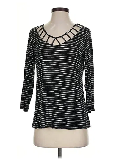 Pre-owned Dana Buchman 3/4 Sleeve Top Black Keyhole Neckline Tops