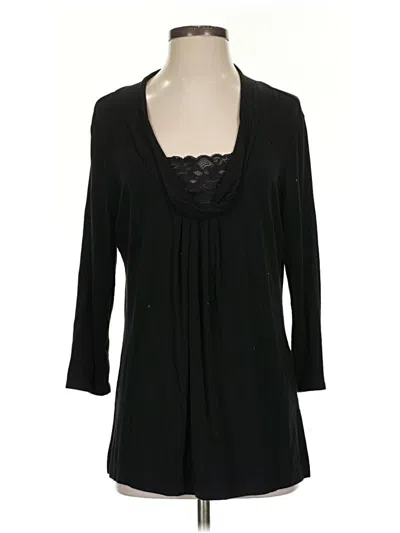 Pre-owned Dana Buchman 3/4 Sleeve Top Black Scoop Neck Tops